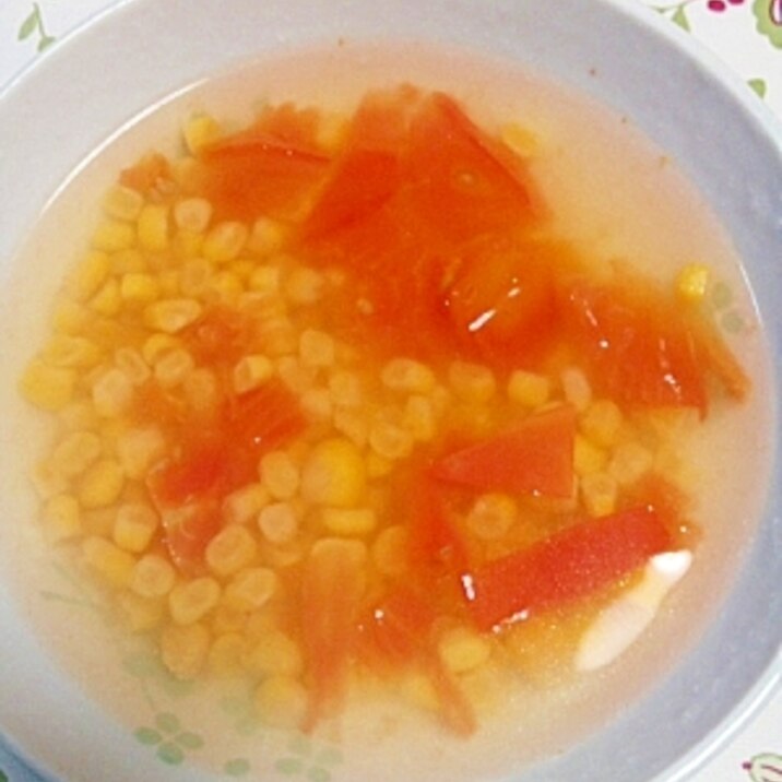トマトとコーンのコンソメスープ